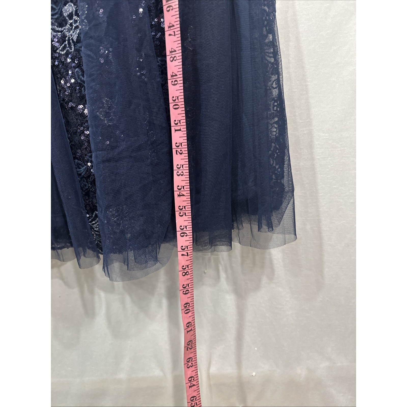 Nwt $269 Alex Evenings [ 10p ] Sequin Embroidered Trumpet Gown Navy Blue Q1200 — image 7 of 8